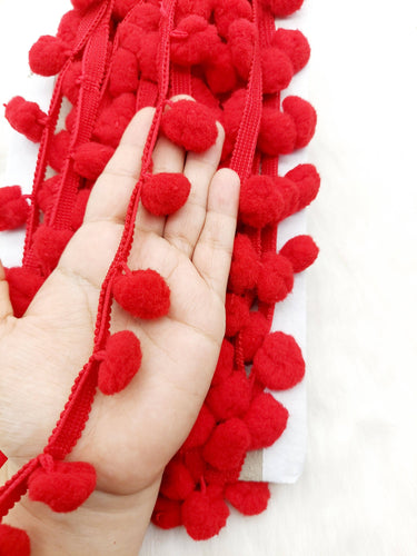 9 yards x Wholesale Red Pom Pom Fringe Trim, Pompom Trimming, Tassels